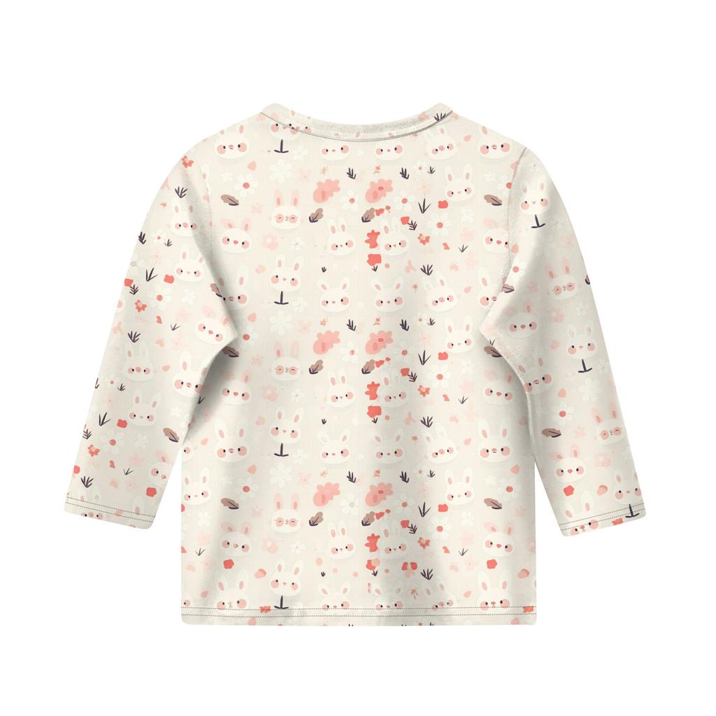 Print Tops For Youth Girls Round Neck 3/4 Sleeves T-Shirts Trendy Tops Outfit Tees