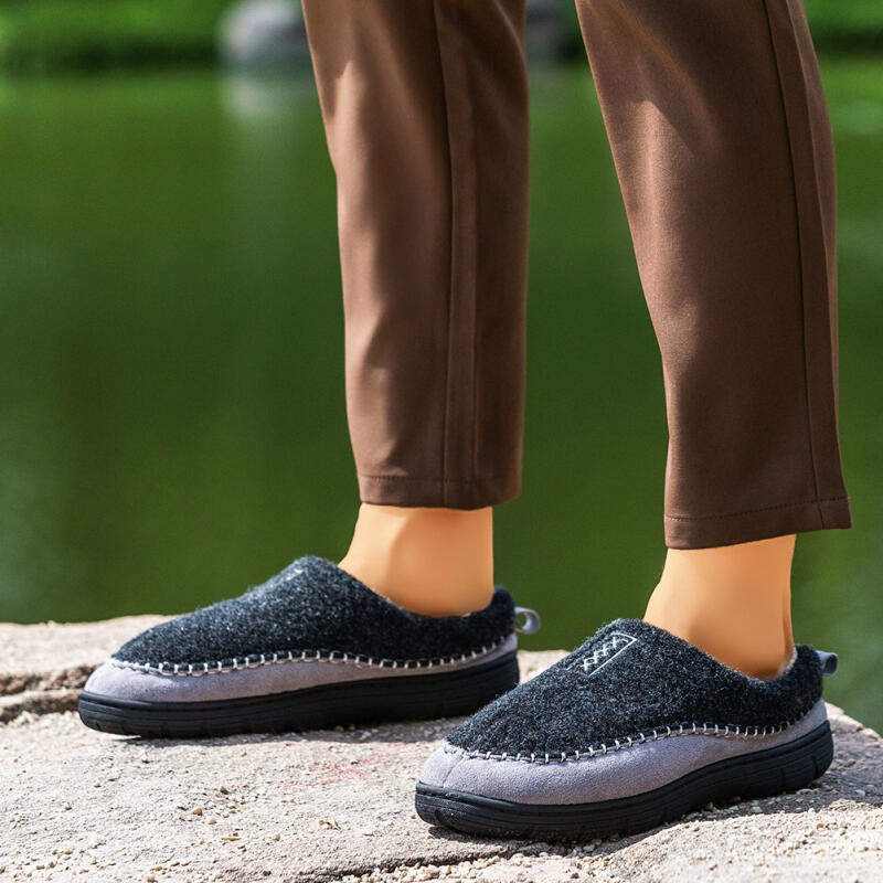 Outdoor Memory Foam Slippers Winter Warm Non Slip Massage Furr Lined Soft Comfort for Men