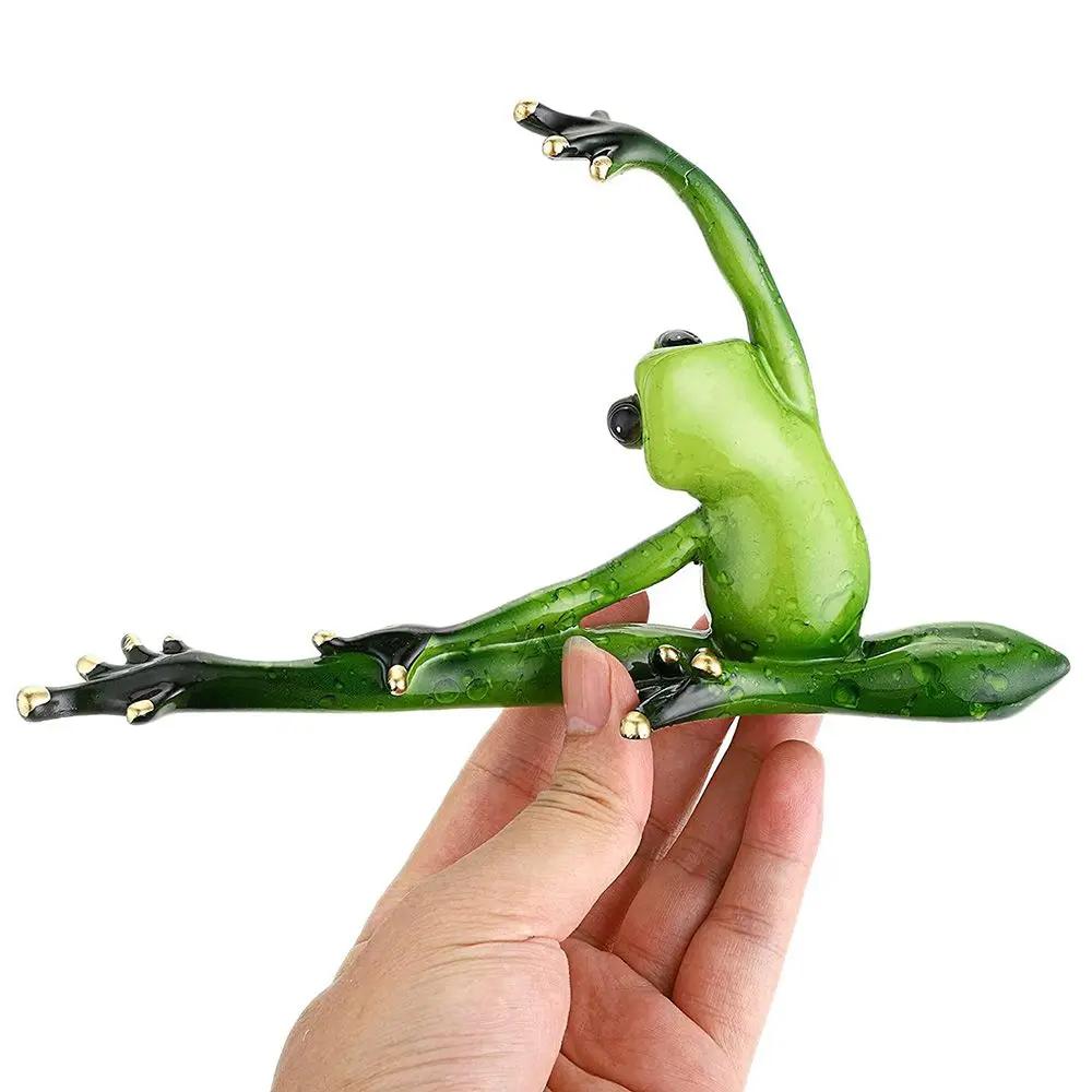Rane da Yoga Creative Artigianato in Resina Miniature Scultura Rana Statua Arredamento Tavolo Scrivania Casa
