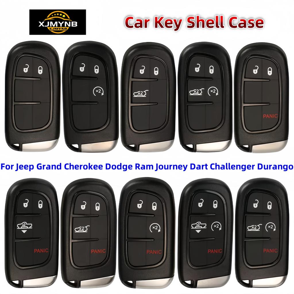 Xjmynb For Jeep Grand Cherokee Dodge Ram 1500 Journey Dart Challenger Durango 2/3/4/5 Buttons Remote Car Key Shell Case Fob