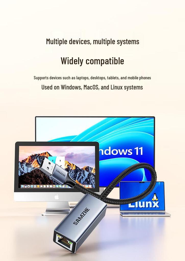 Shan Ze USB 3.0 & Type-C to Gigabit Ethernet RJ45 Adapter