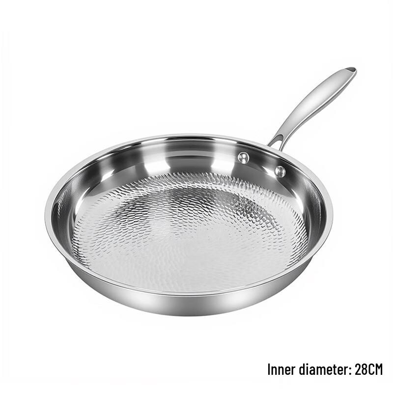 Hanton 28CM 304 Stainless Steel Hammered Honeycomb Frying Pan