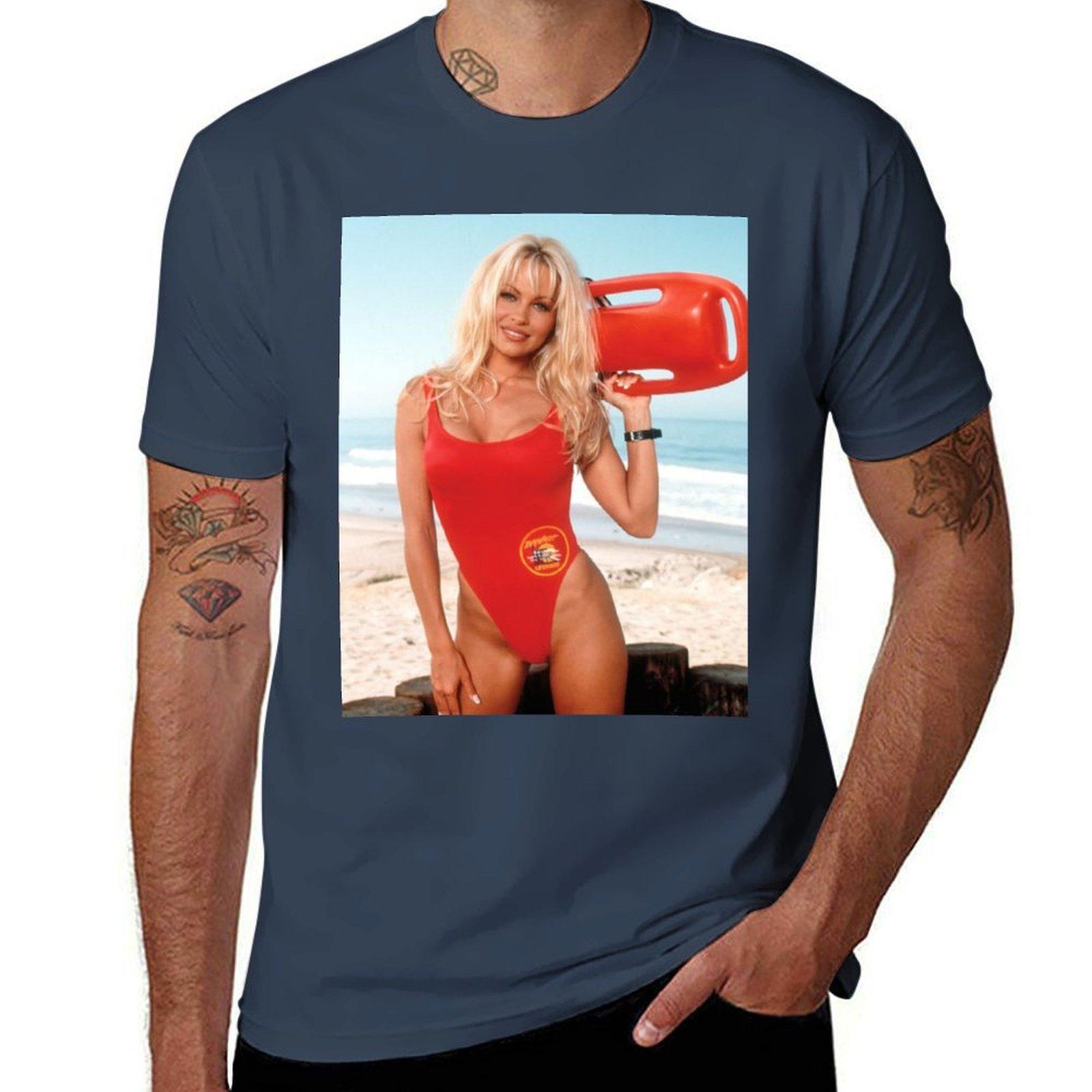 Pamela Anderson Baywatch TShirt Casual Fashion Short Sleeve Cotton TShirt S
