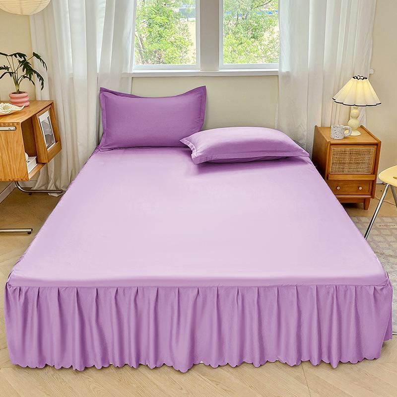Non-Slip Solid Color Bed Skirt & Peach Skin Mattress Protector