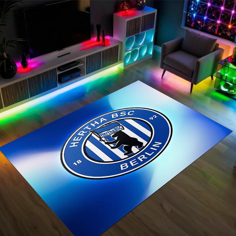 Hertha Bsc FC Design Crystal Velvet Carpet Cozy Non?Slip Printed Rug For Bedroom Living Room Entrance
