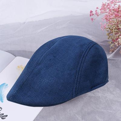 Yousheng Men Retro Advanced Hat Solid Color Casual Portable Breathable Sun Protection Anti-UV Literary Newsboy Hat Forward Cap Beret