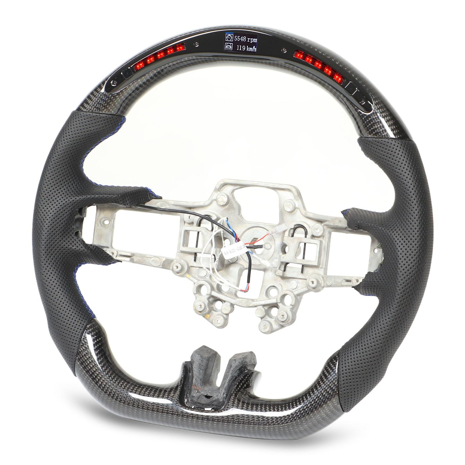 

Светодиодные подсветки переключения передач из углеродного волокна, дисплей рулевого колеса, замена перфорированной кожи для Ford синий