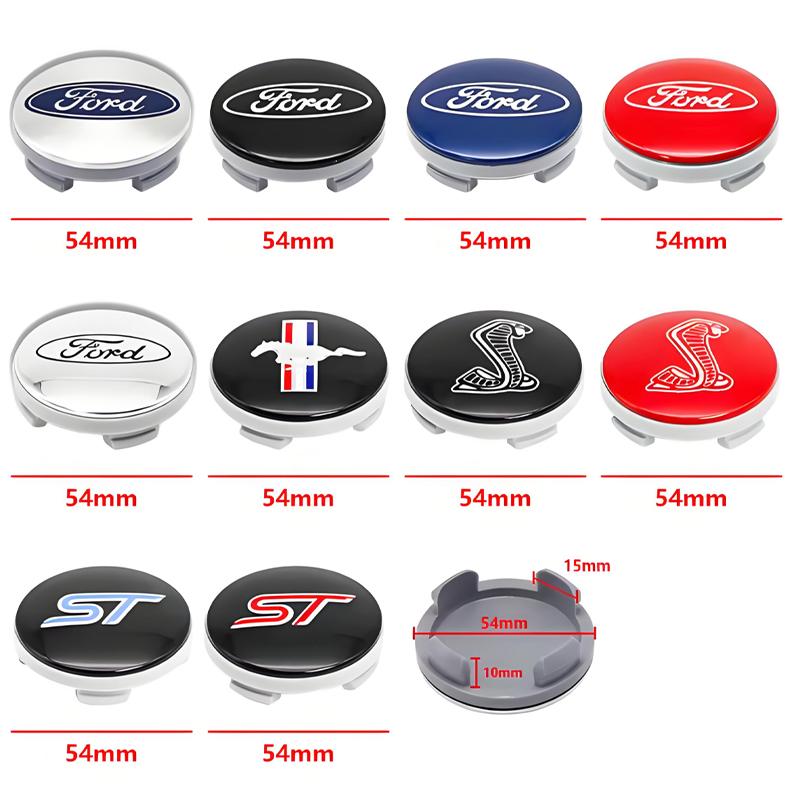 Pro Ford ST Line Focus Mustang Fiesta MK2 Ranger Kuga MAX F150 Mondeo 4ks 54mm Kovový emblém auta Kryt středu kola Poklička disku