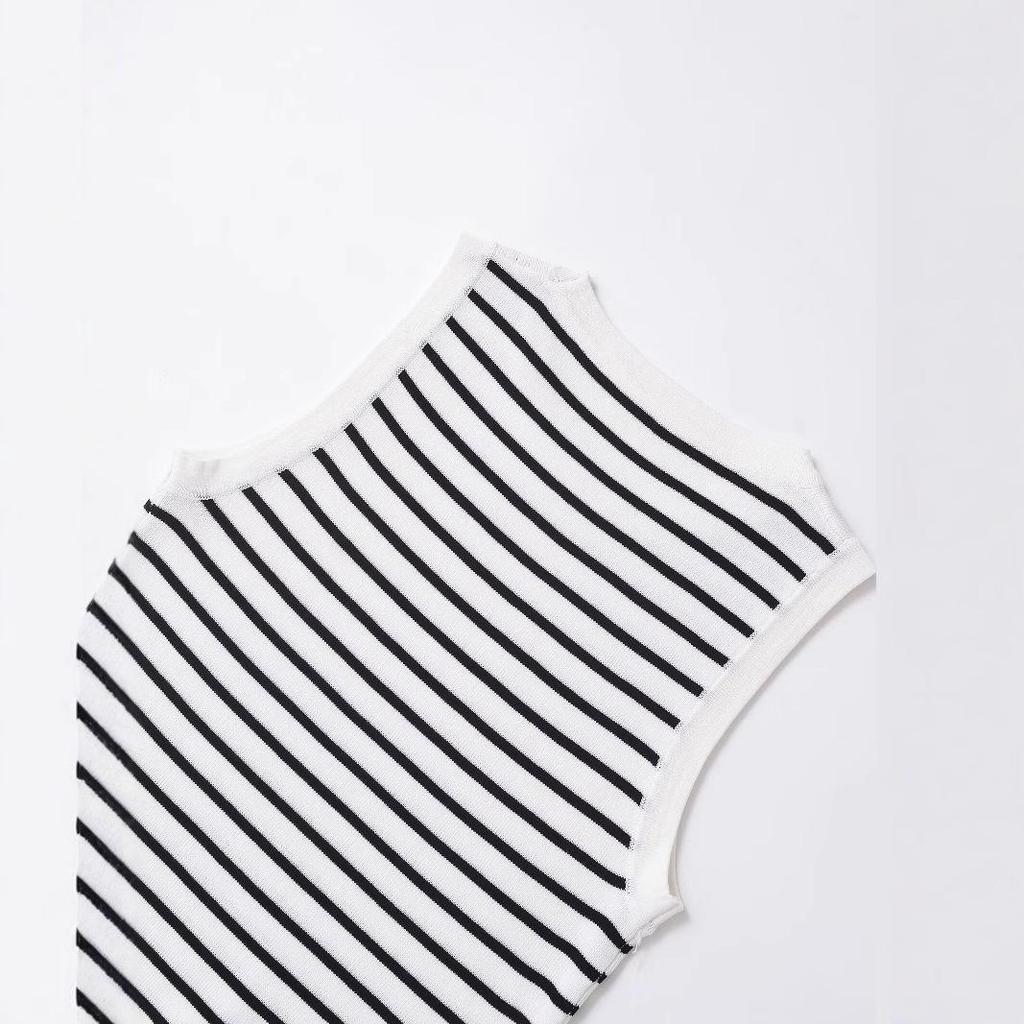 2025 Spring Women's European & American Style Sleeveless Round Neck Knitted Top