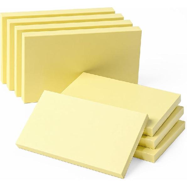 8 Pads Large Sticky Notes Yellow 3 x 5 in,800 Sheets Self-Stick Notes Pads, Super Adhesive Recyclable Sticky Pads for Office, School Supplies, Home, Yellow-8pads