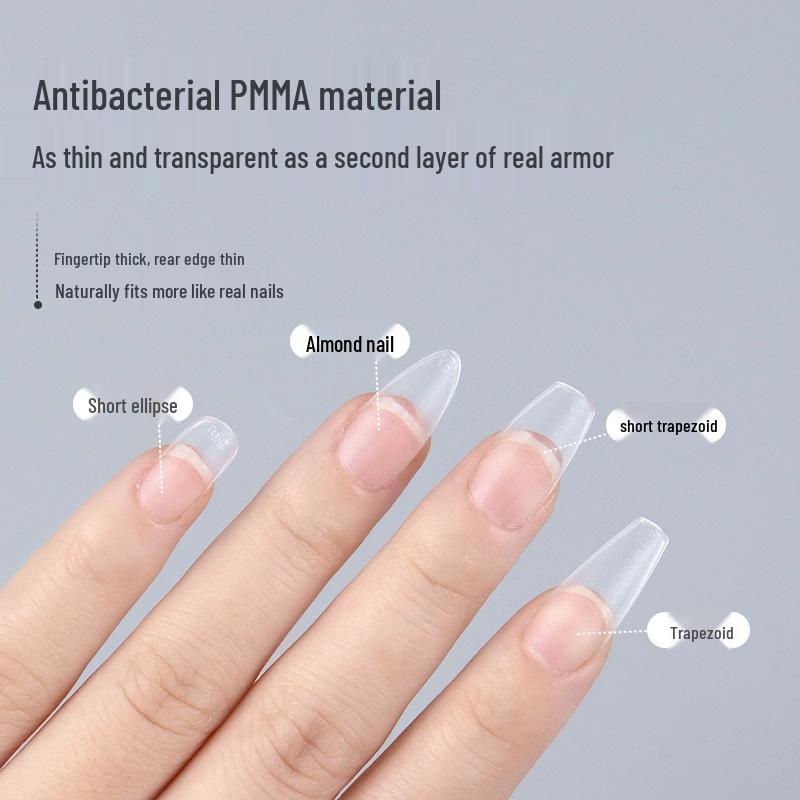 Pre-sized Frosted Ladder-Shaped Nail Tips - 100 Pcs, Thin & No Filing Needed