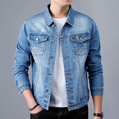 Erkek Rahat Pamuklu Denim Ceket Klasik Stil Moda Ince Yıkama Vintage Mavi Kot erkek Marka Giyim
