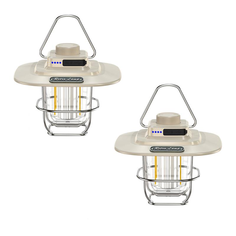 LED Decorative Hanging Lights Waterproof Retro Camping Tent Light Battery Indicator with Hook Dimmable for Outdoor Equipment