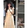 New French temperament gentle wind floral short-sleeved v-neck dress fashionable women's summer small waist dress