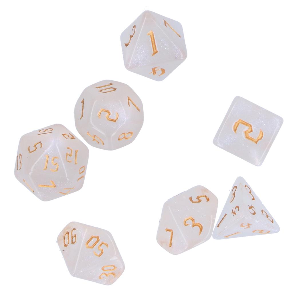 7pcs Polyhedral Dice Acrylic White Polyhedral 7‑Die Dice Game Toys for Role Playing