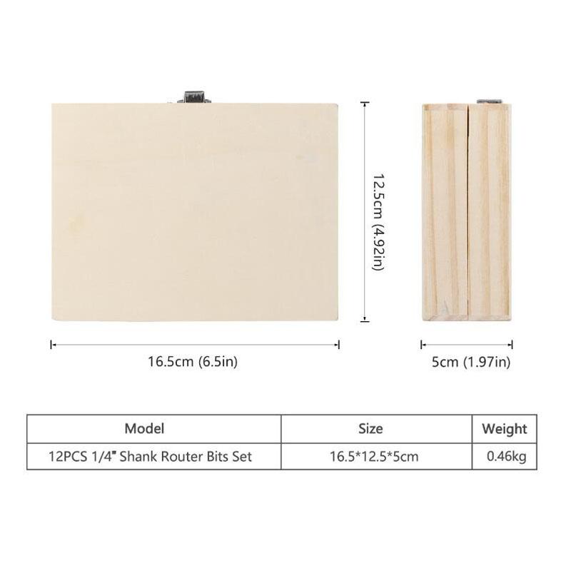 12pcs 1/4 Inch Shank Trimming Straight Milling Cutter Wood Bits Tungsten Carbide Woodworking Cutting Trimming Core Box Router Bit Set