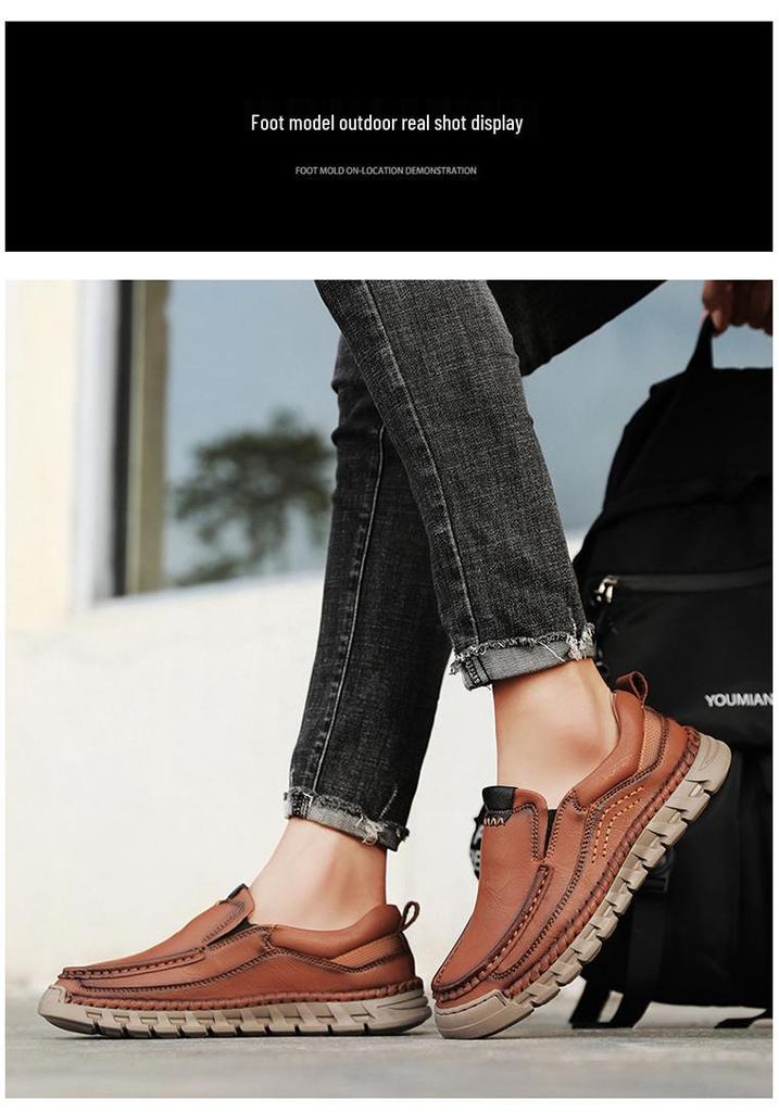 Men's Genuine Leather Hand-Stitched Non-Slip Driving Shoes