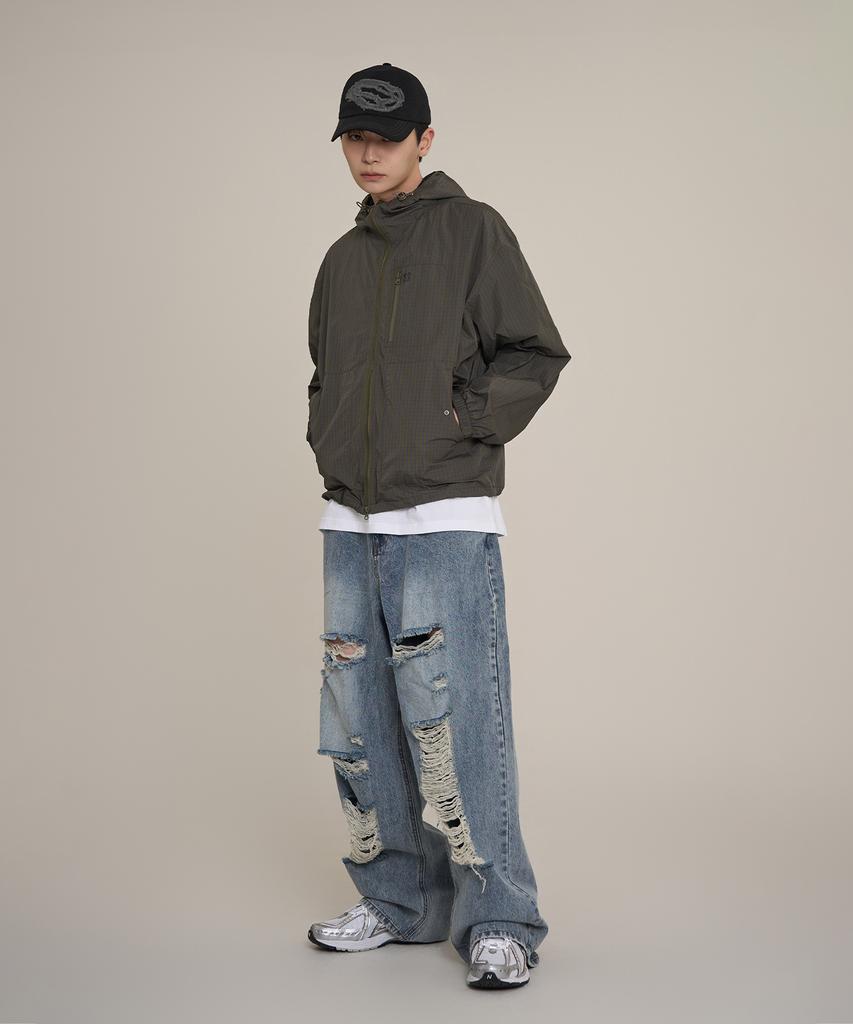 Super Serve Distressed Washed Denim Pants - Light Blue