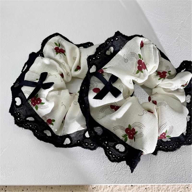Elaborate Lacework Hair Tie for Women Hair Rings Bows Scrunchies Black