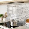 Decorative Glass Kitchen Cutting Board White Stone Wall 80X52 Cm