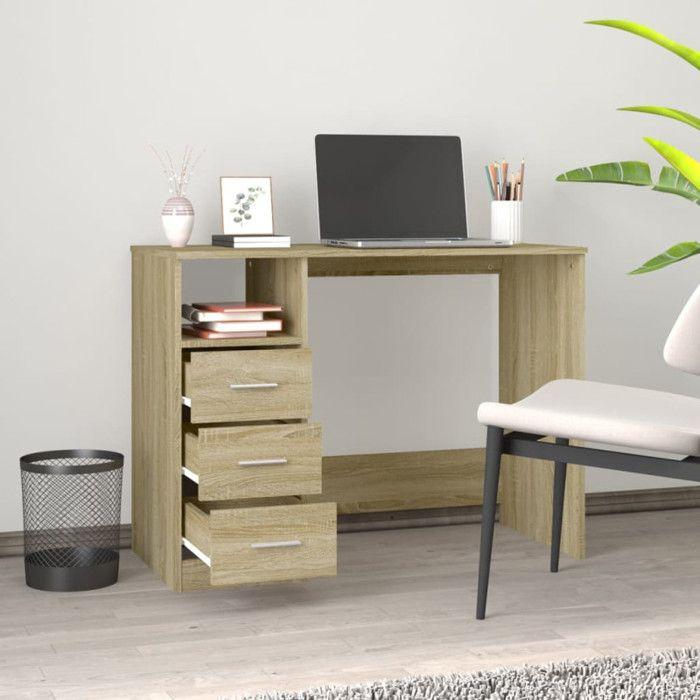 VidaXL Bureau avec tiroirs Chêne sonoma 102x50x76 cm Bois d'ingénierie 823035