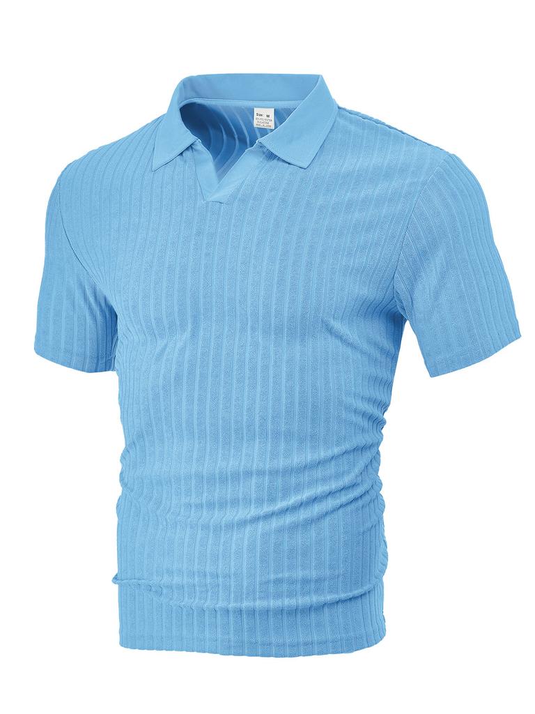 Europäische und amerikanische Herrenbekleidung Sommer TK neu lässiges atmungsaktives Frottee-Jacquard-Hemd mit Kragen, gestreift, kurzärmelig für Herren