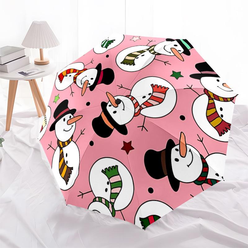 1pc Snowmen Pattern Automatic Folding Umbrella - 8-Rib Automatic Open/Close, Large Canopy Birthday Festival Gift yy251217095