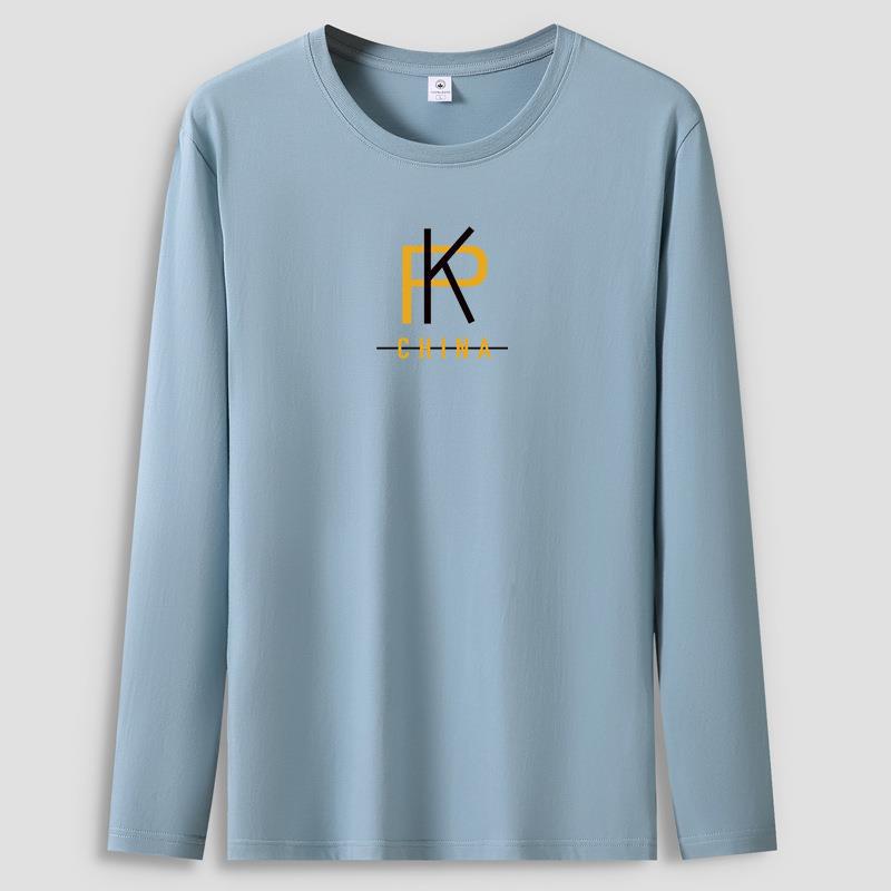 

PK Plus Size Мужская футболка с длинными рукавами из чистого хлопка с круглым вырезом S-5XL S светло-синий