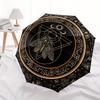 Golden Bee Symbol Round Rug Mystical Insect Decorative MatUmbrella, Portable 3-Fold Compact Umbrella for Men & Women ES47