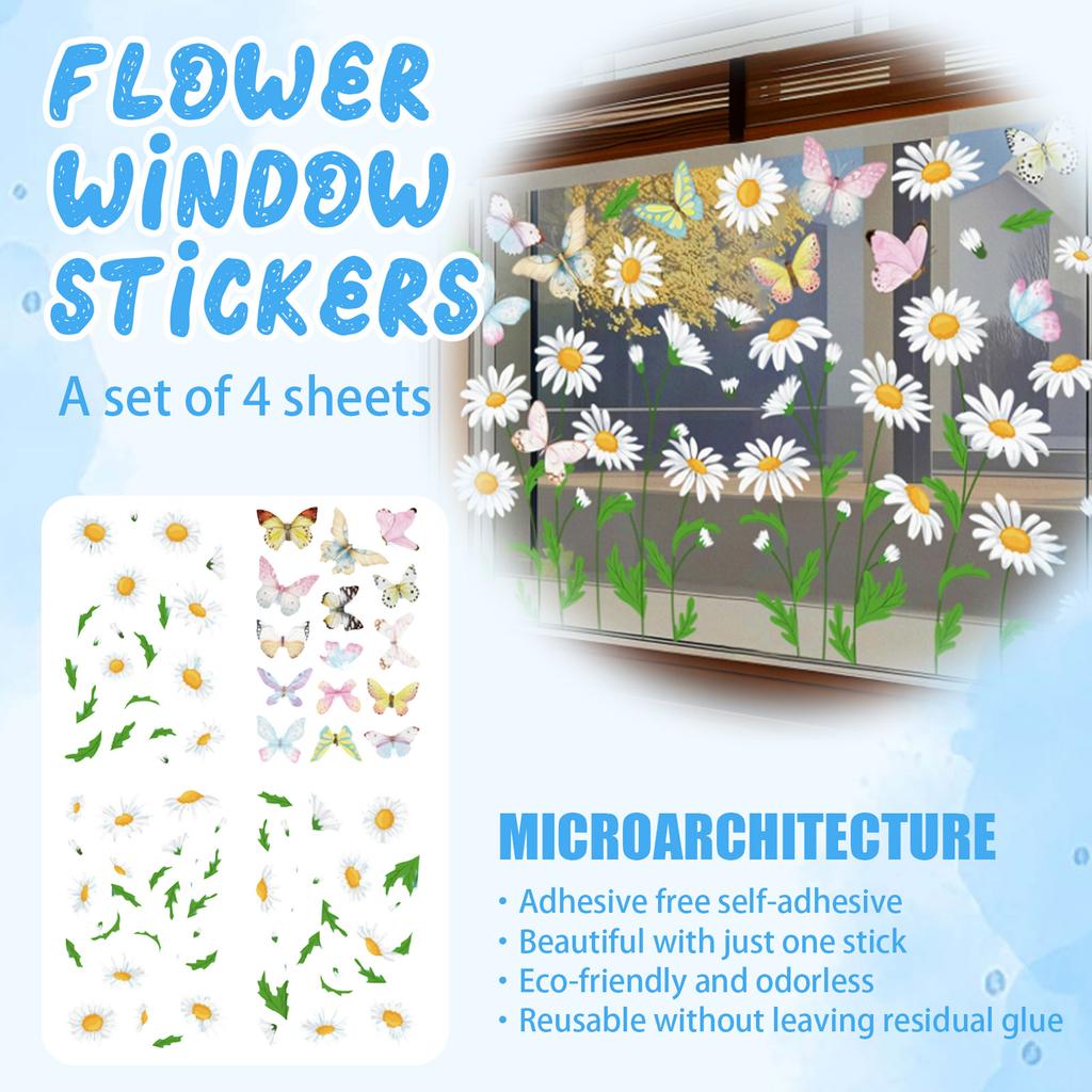 4pcs Window Clings Window Decals Double-Sided Sticker For Home Decor