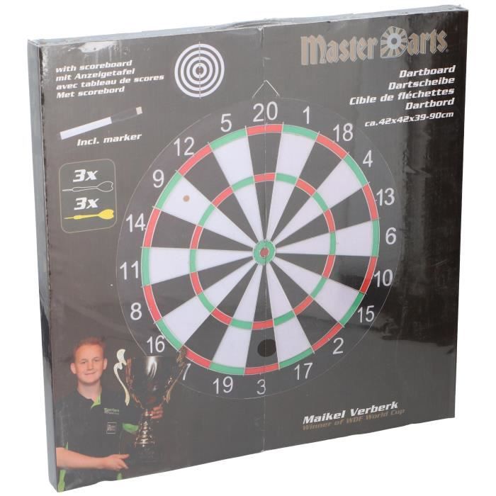 Cible de fléchettes Master Darts - Avec 6 flèches - Tableau de bord en carton - 41cm