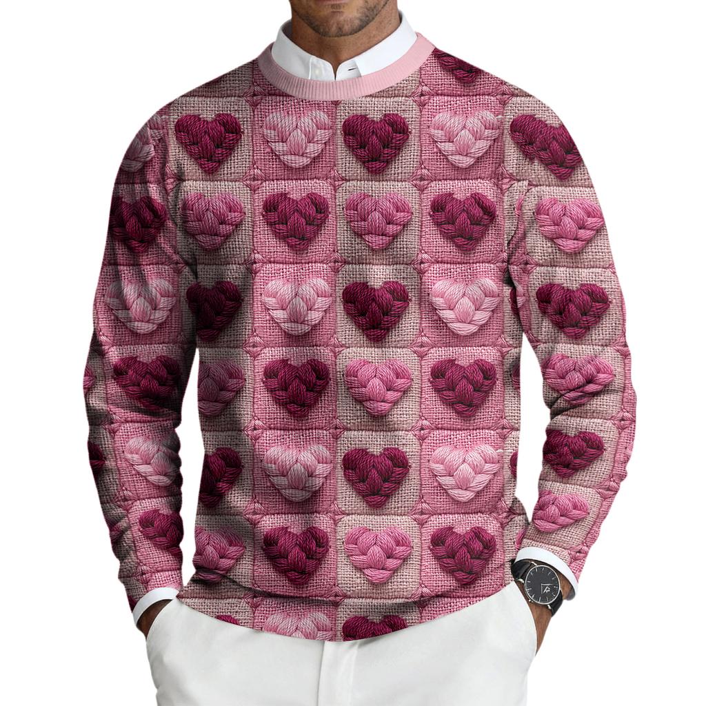 Men's Round Neck Long Sleeve Ribbed Knit Pullover