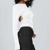 Streetwear Oneck Slim Outfits Women Long Sleeve Backless Tshirts Cropped Tops Solid Color