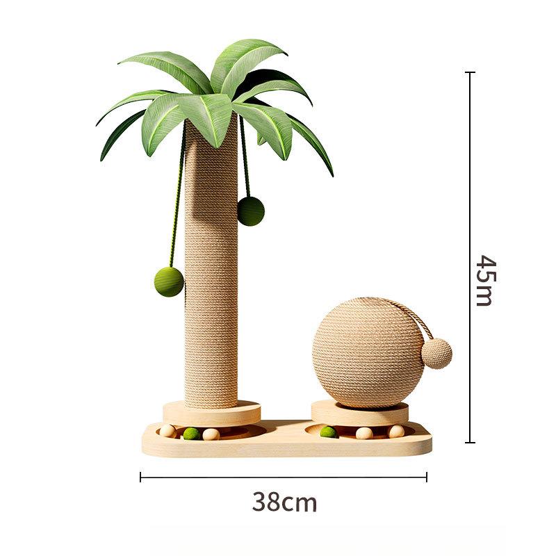 Coconut Tree Style Cat Tree Integrated Cat House with Solid Wood Scratching Post for Cats