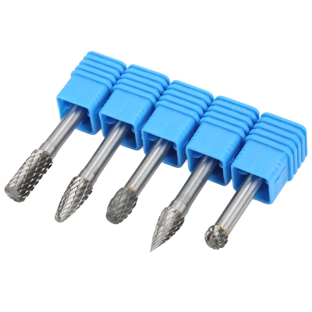 5PcsSet Tungsten Carbide Rotary Burrs Bits Set 6x8mm Double Cut for Polishing Grinding Engraving