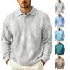 Herren Herbst Lässiger Outdoor Strickpullover Langarm Oberteil mit Kragen und Tasche, Bedruckt