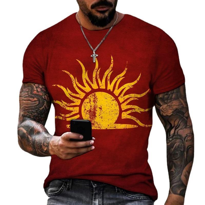 Letní pánské tričko Módní vzor 3D potisk Ležérní volné Venkovní Chlapecké Trička s krátkým rukávem Top Pulovr Oblečení