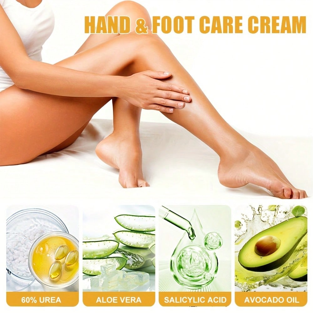 Intensive Harnstoff-Fußcreme repariert rissige Fersen, spendet Feuchtigkeit und glättet trockene Haut an Füßen und Händen