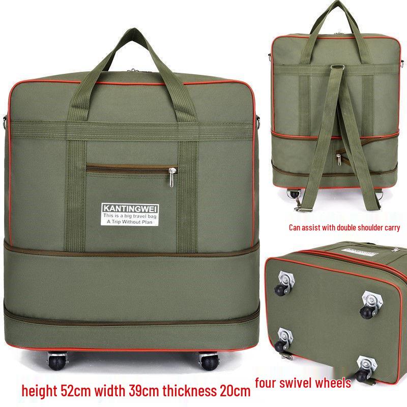 158L Aviation Large Capacity Rolling Travel Bag - Foldable Wheeled Luggage Storage, Oxford Cloth