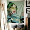 Billie Eilish Wandteppich Ästhetisches Wandbehang Bedruckter Stoffdecke Dekorative Wandteppiche für Schlafzimmer Wohnzimmer Heimdekoration