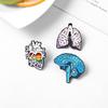 Blaues Gehirn Regenbogen Herz Lunge Brosche