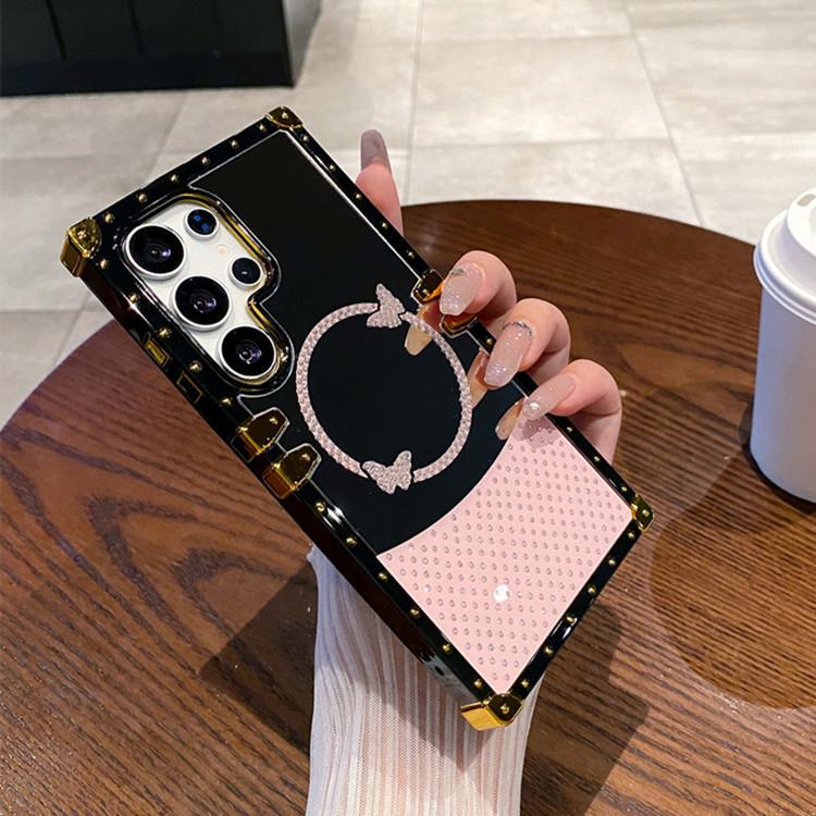 Suitable for Samsung S25 Ultra Mobile Phone Case Luxury Flash Diamond Butterfly Plating Mirror Full Inclusive New A36 Protective Case