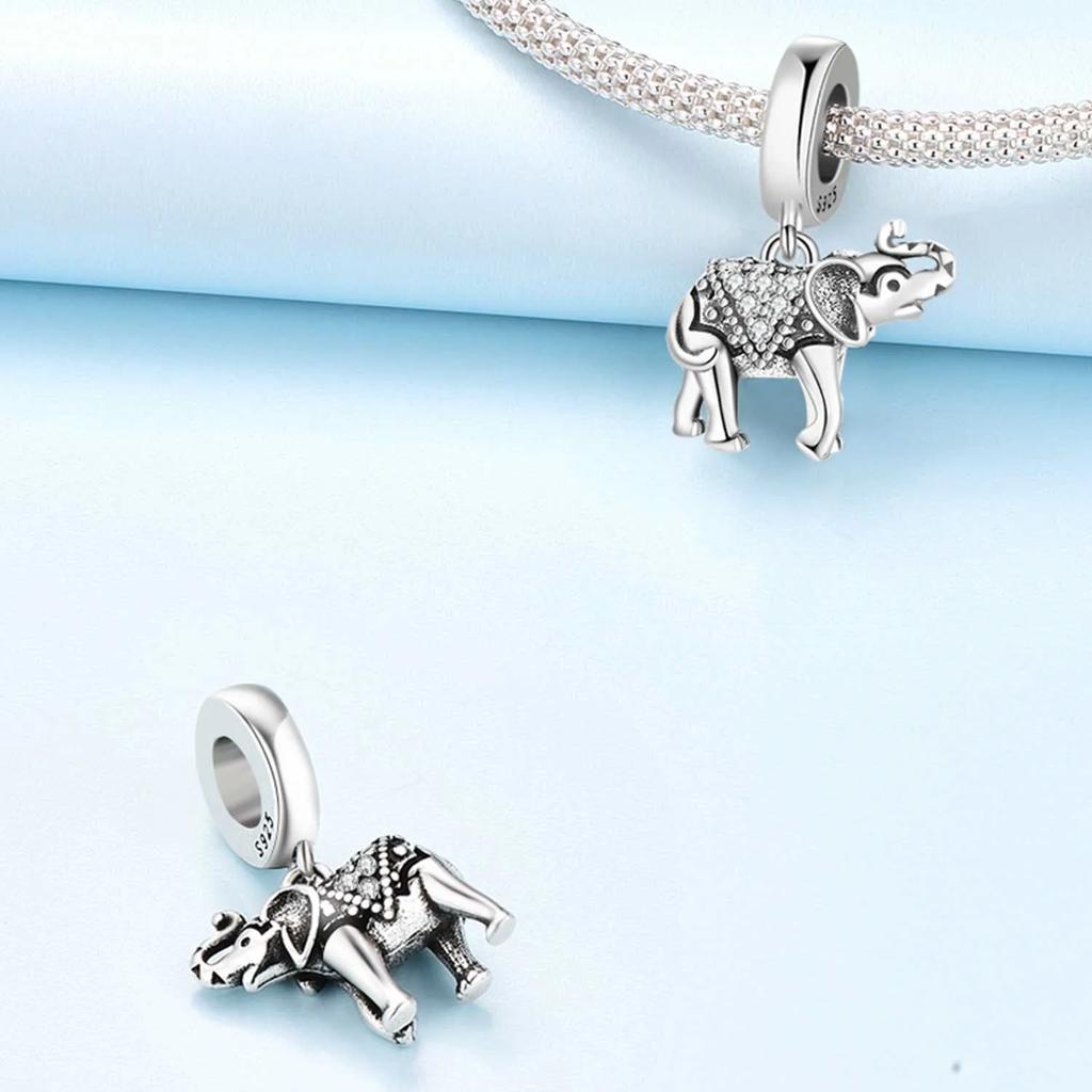 New Silver 925 Elephant Pendants Bracelet Charms for Women Jewelry Party Beads DIY Fine Jewelry Gifts Accessories