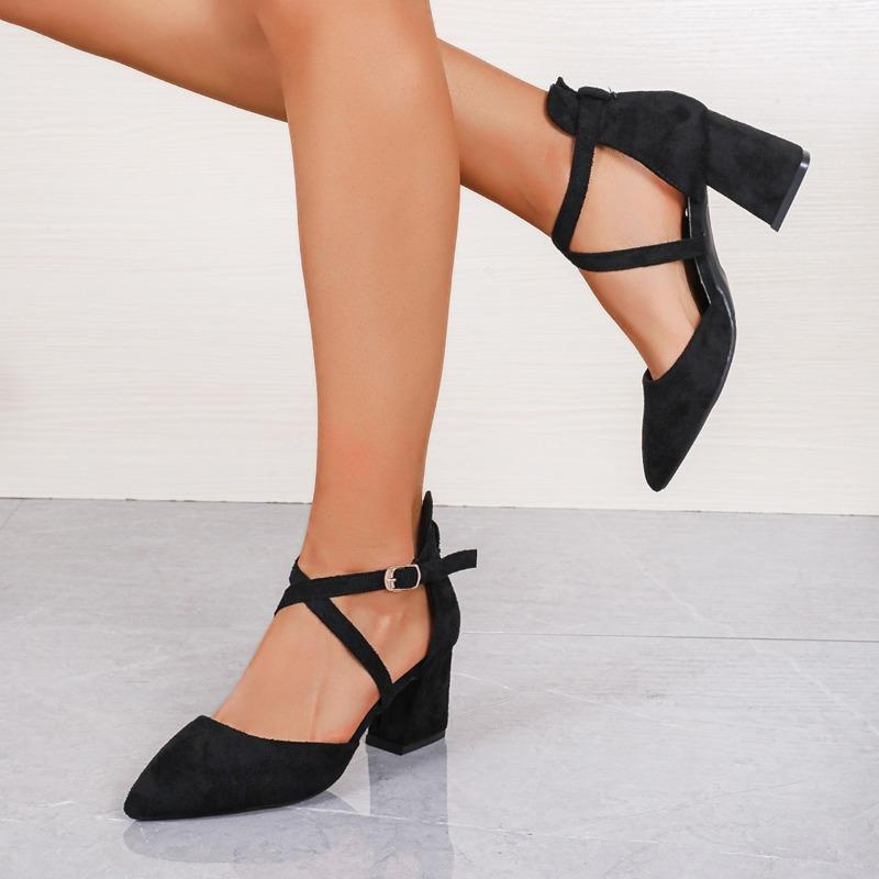 2024 Sandalias Femeninas High Heels Autumn Flock Pointed Sandals Sexy High Heels Female Summer Shoes Female Sandals Mujer S040