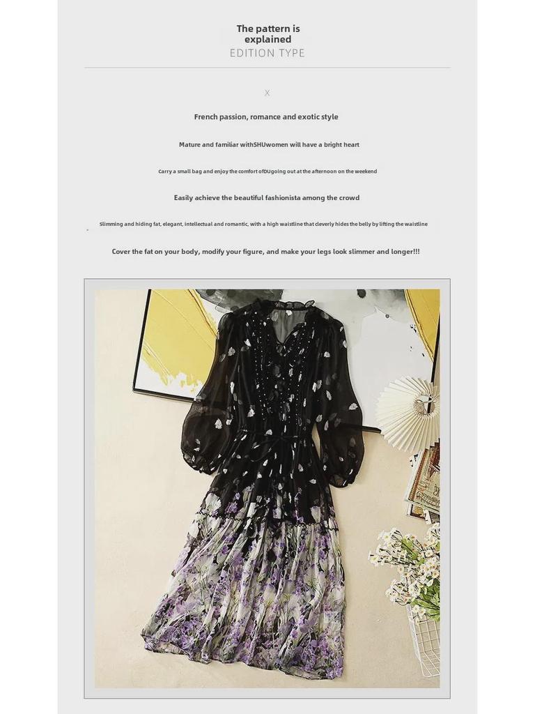 Spring/Summer 2024 Mulberry Silk Floral Dress - Temperamental Socialite Style