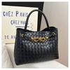 Nouveau mode décontracté tissage simple grande capacité couleur unie texture populaire messenger bandoulière sac à main femmes