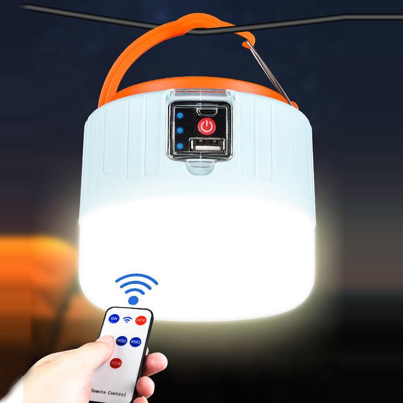 Solar Camping Lamp Rechargeable Bulb Outdoor Tent Lights Portable Emergency Lantern for Hiking Night Market