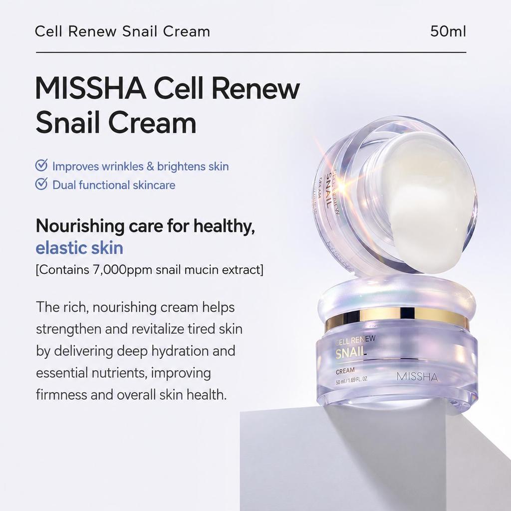 MISSHA Cellinew Snail Essential Moisturizer 130ml, Treatment 130ml, Cream 50ml, Sleeping Mask 110ml  (16 Options)