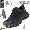 Mesh Steel Toe Shoes Mens Anti-Smash & Anti-Punctur Safety Shoes For Rotating Button Breathable Work Footwear Wear-Resisting