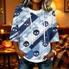 Women's Halloween Print Hooded Top, Loose Fit Casual 3/4 Sleeve Pullover Shirt